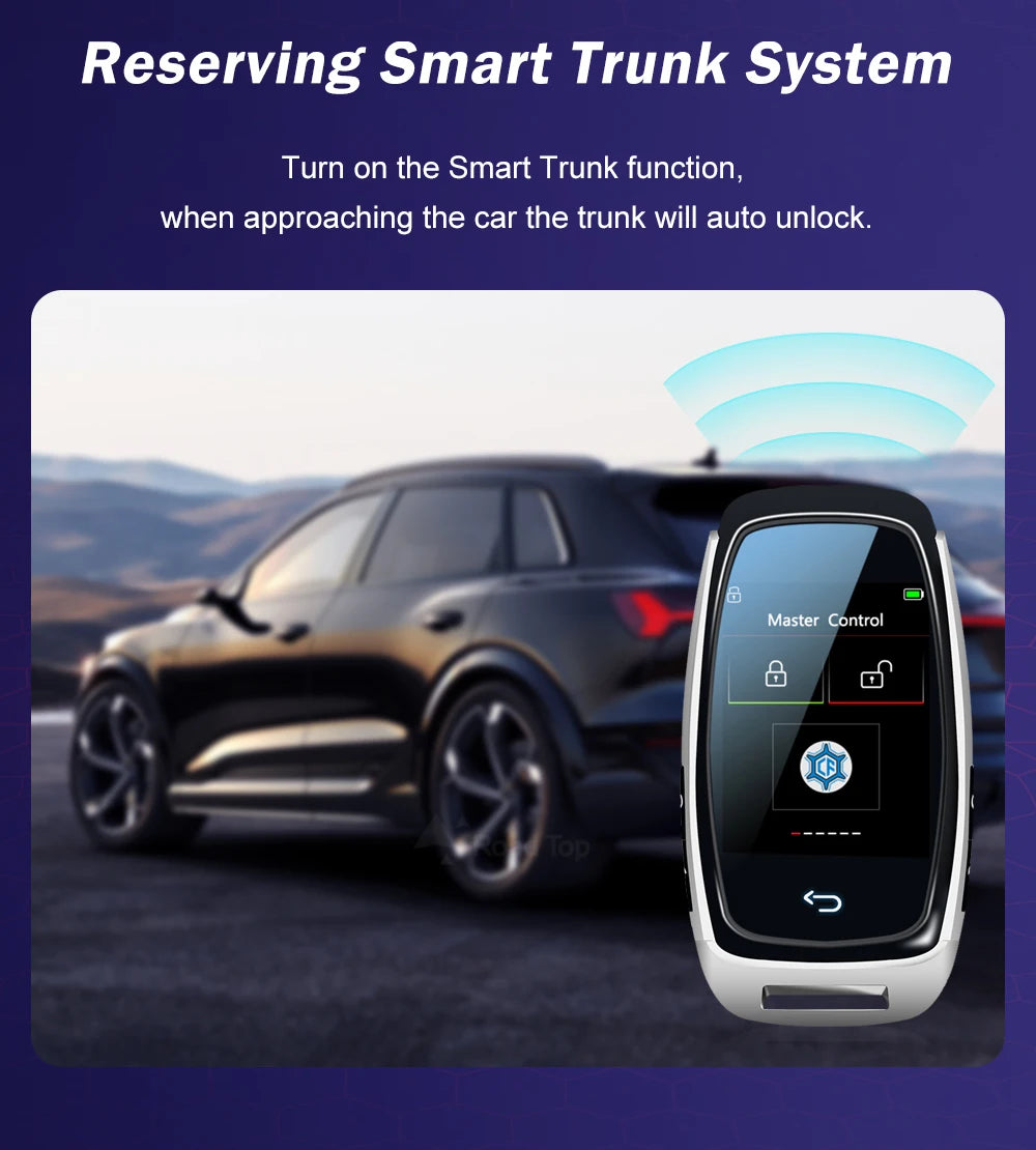 Rok 2024 Nový univerzálny LCD inteligentný kľúč APP prispôsobený motiv pre BMW/Audi auta LCD KEY, pohodlný vstup, auto zámok