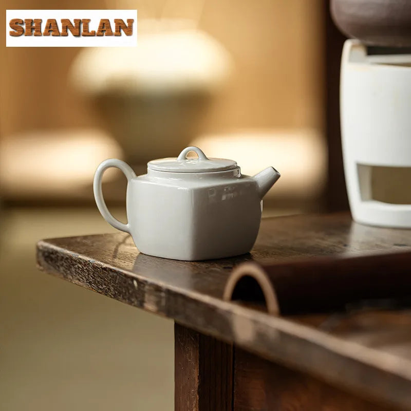 Small Square Glazed Ceramic Teapot, Approx. 90ml