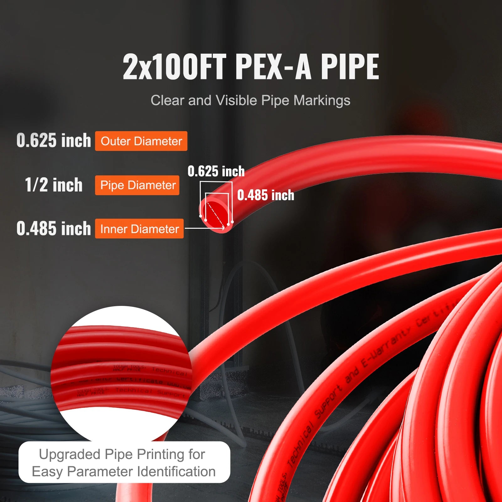 Tubo PEX-A da 1/2 pollice 2x100ft per alimentazione acqua calda e fredda