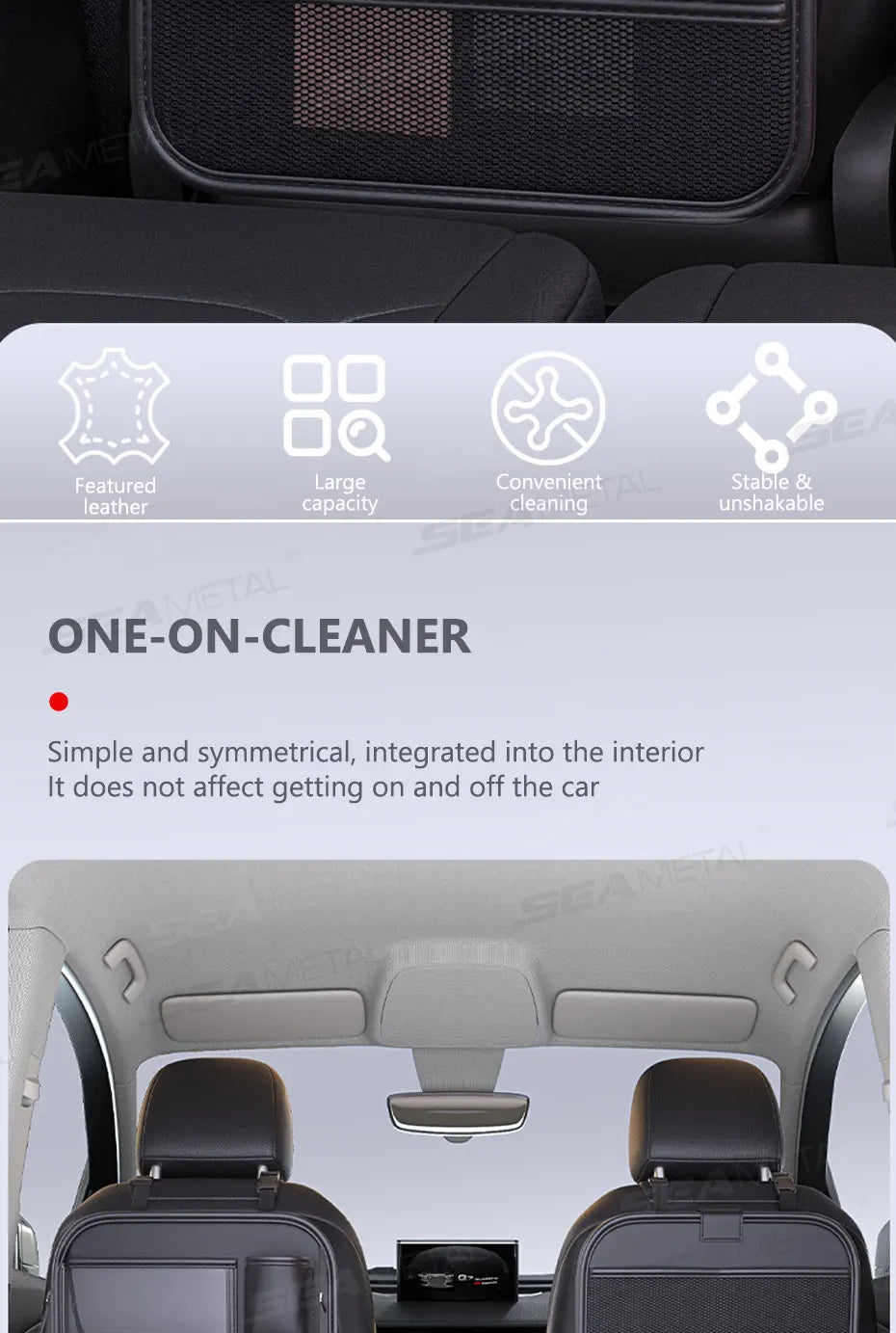 SEAMETAL Car Seat Back Organizer with Foldable Tray Multi-Pocket Car Backseat Storage Bag Wear-Resistant Anti-Kick Pad for Kids
