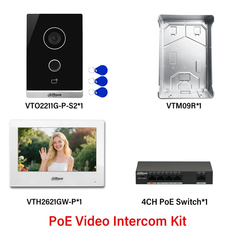 Dahua VTO2211G-P-S2 PoE Video Intercom HD IR Night Vision Two Way Talk Doorbell IP Camera Controls 2 locks IC Card APP Unlock 