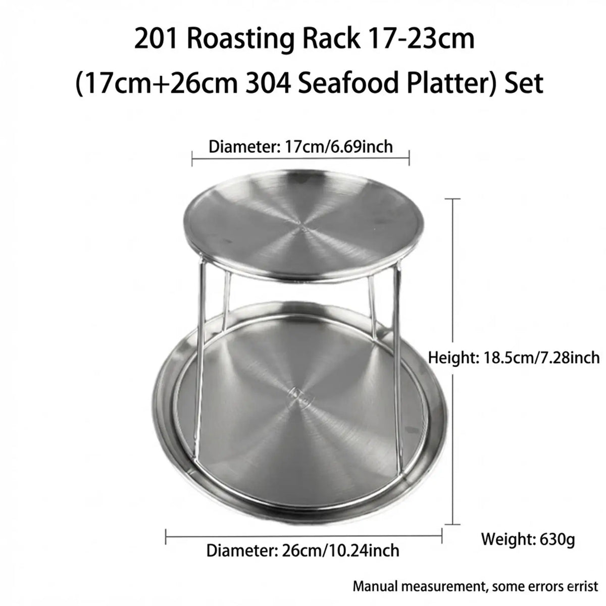2-Tier Round Stainless Steel Serving Stand for Cakes and Snacks