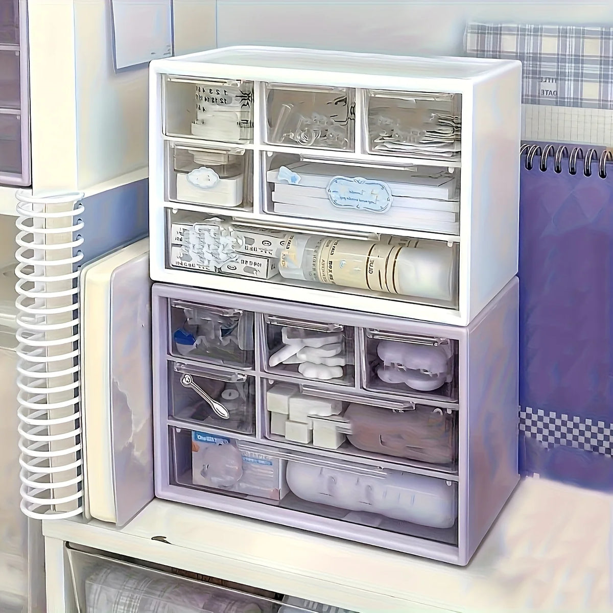 Organizer da scrivania a sei cassetti, bianco