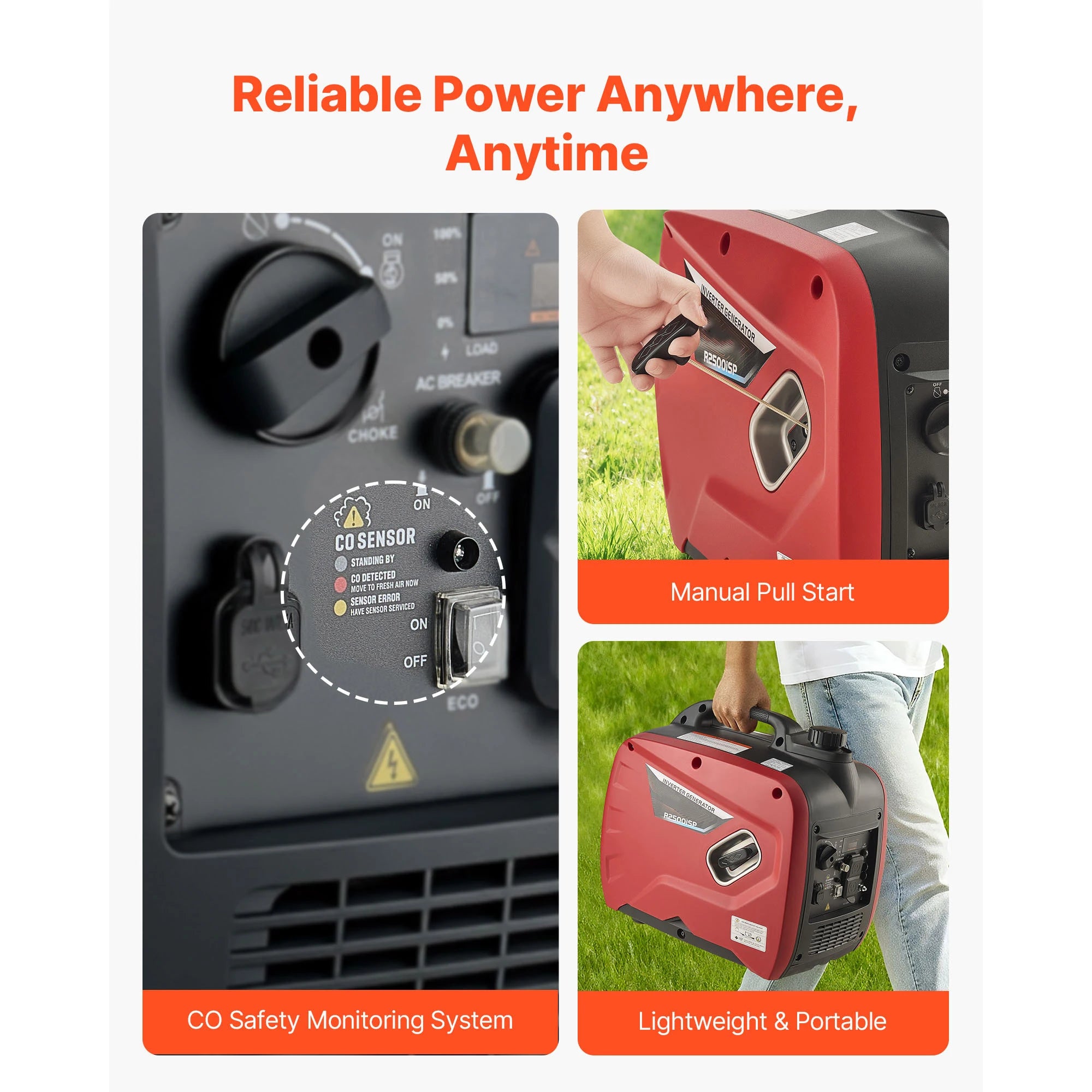 Generator invertor portabil silențios pe gaz, putere maximă 3000W