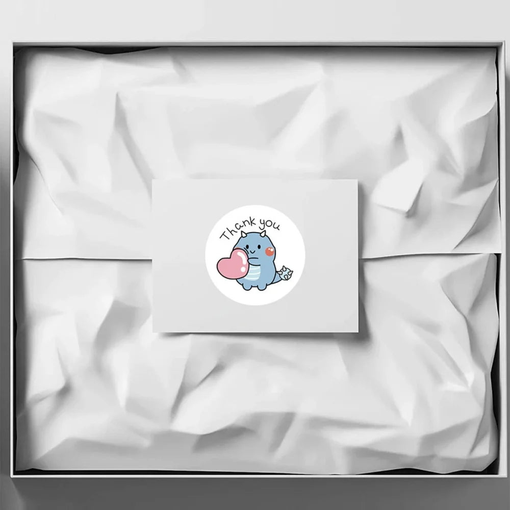 Cartoon Dinosaur Thank You Stickers – 1 Inch Adhesive Labels