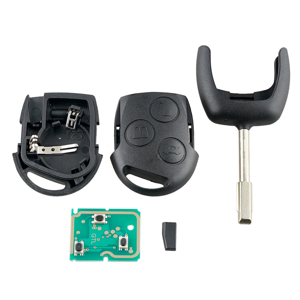 Pre Ford Fiesta MK6 2002-2008 kľúčový ovládač 433MHz 80Bit 4D63 transpondérový čip s batériou, bezkľúčový vstup, odolný, ergonomický dizajn, stabilný signál, dlhý dosah, ľahká programovateľnosť, náhradný