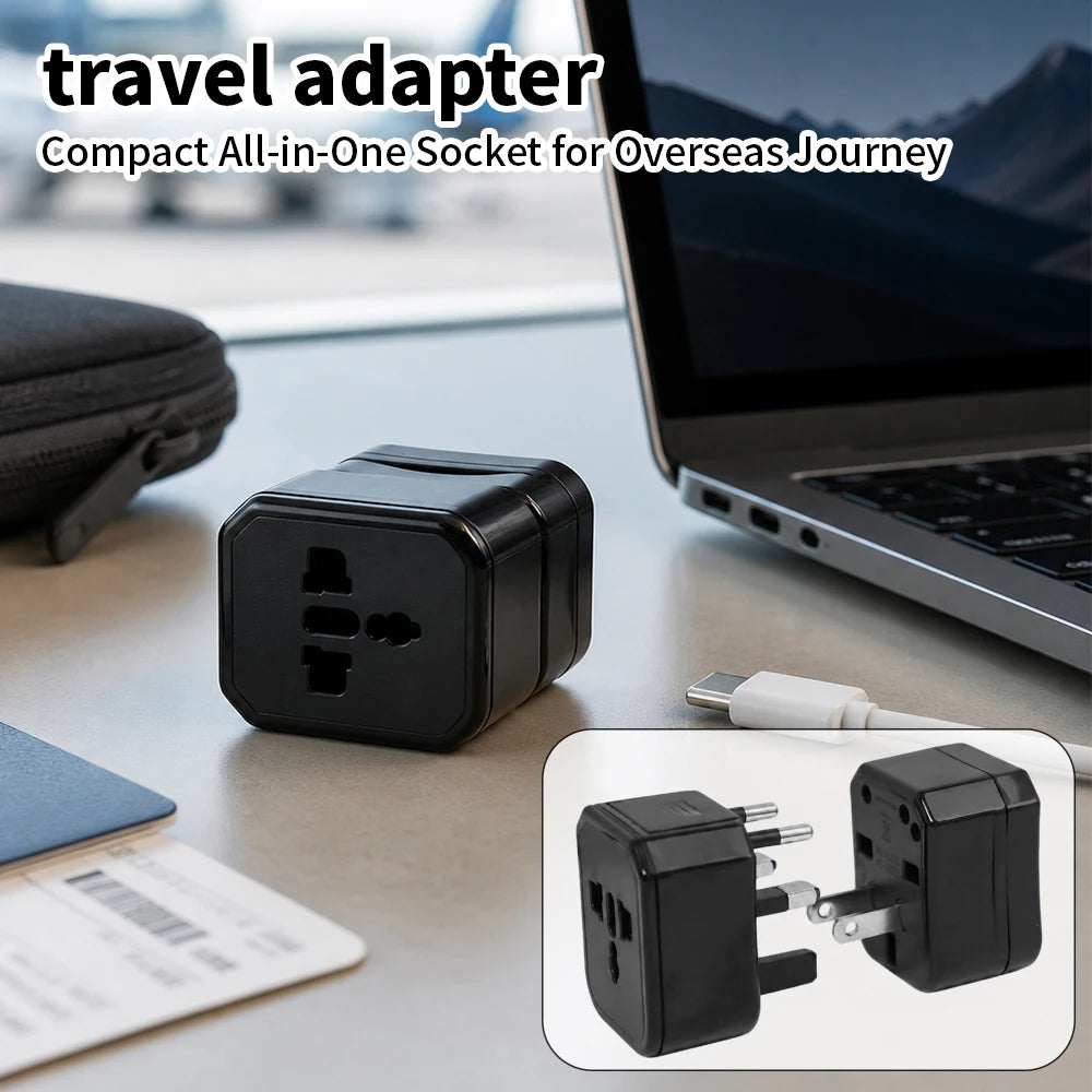 Adaptador de viagem EU/US/UK/AU com estojo de arrumação