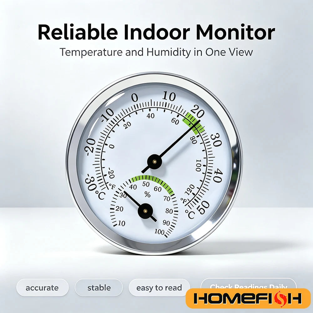 High Precision Mini Mechanical Thermometer Hygrometer Dial Pointer Temperature Humidity Meter No Power Portable Indoor Room