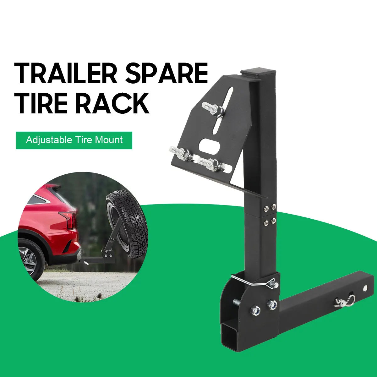 Släpankare, extra mutterbara trailerhängare; extra däckhållare för 4-6-lugs trailer, fällbar däckhållare