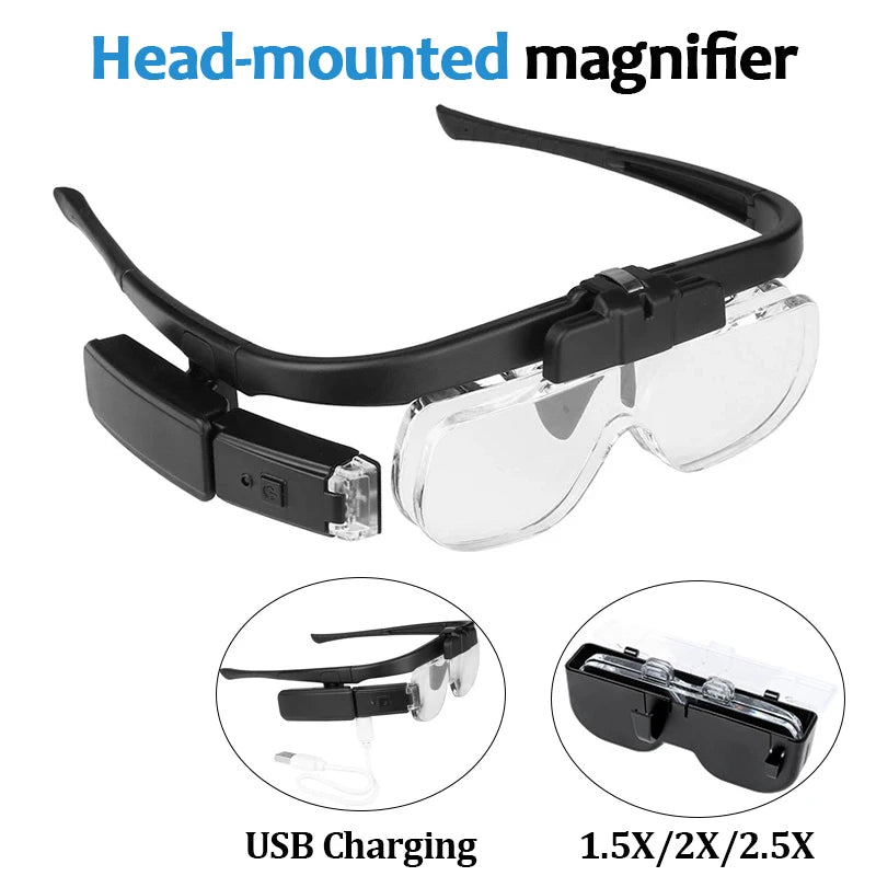 Rechargeable Head Magnifier with Three Lenses