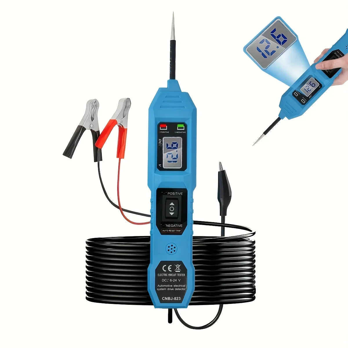 Smart Car Circuit Tester 823, s LED zobrazením napätia - napájanie USB, kompatibilné s vozidlami 3,5–36 V DC