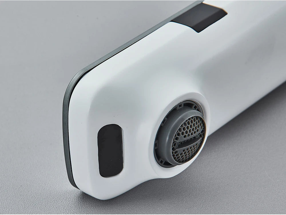 White Smart Sensor Basin Faucet Screen Digital Display Hot Cold Water Mixer Tap Touchless Vanity Sink Faucet For Bathroom 