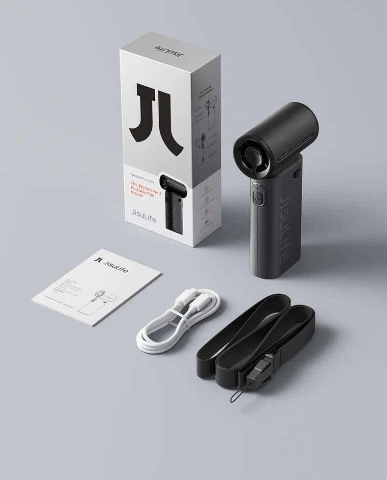 JISULIFE Handheld Turbo Fan 5 Speeds, 5000mAh Rechargeable