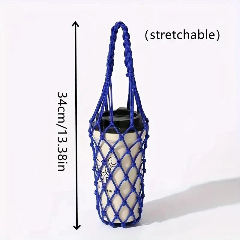 Crochet Cup Holder Bag for Water Bottles and Mugs