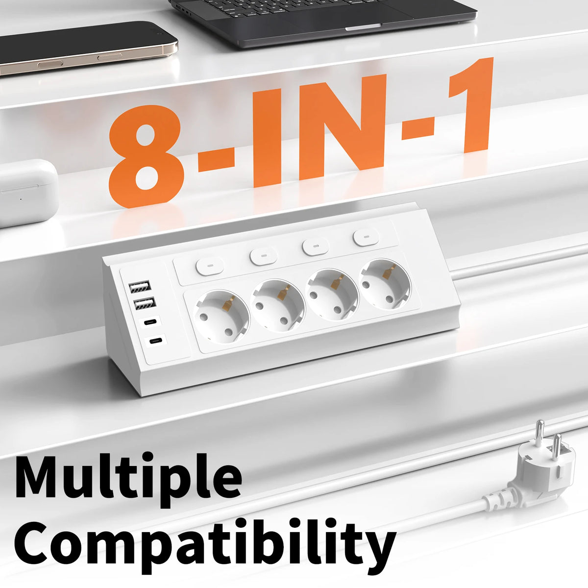 EU Corner Power Strip with Individual Switches