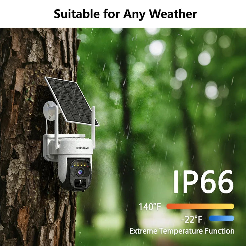 4G Solar-Powered 3MP Outdoor Security Camera with Color Night Vision