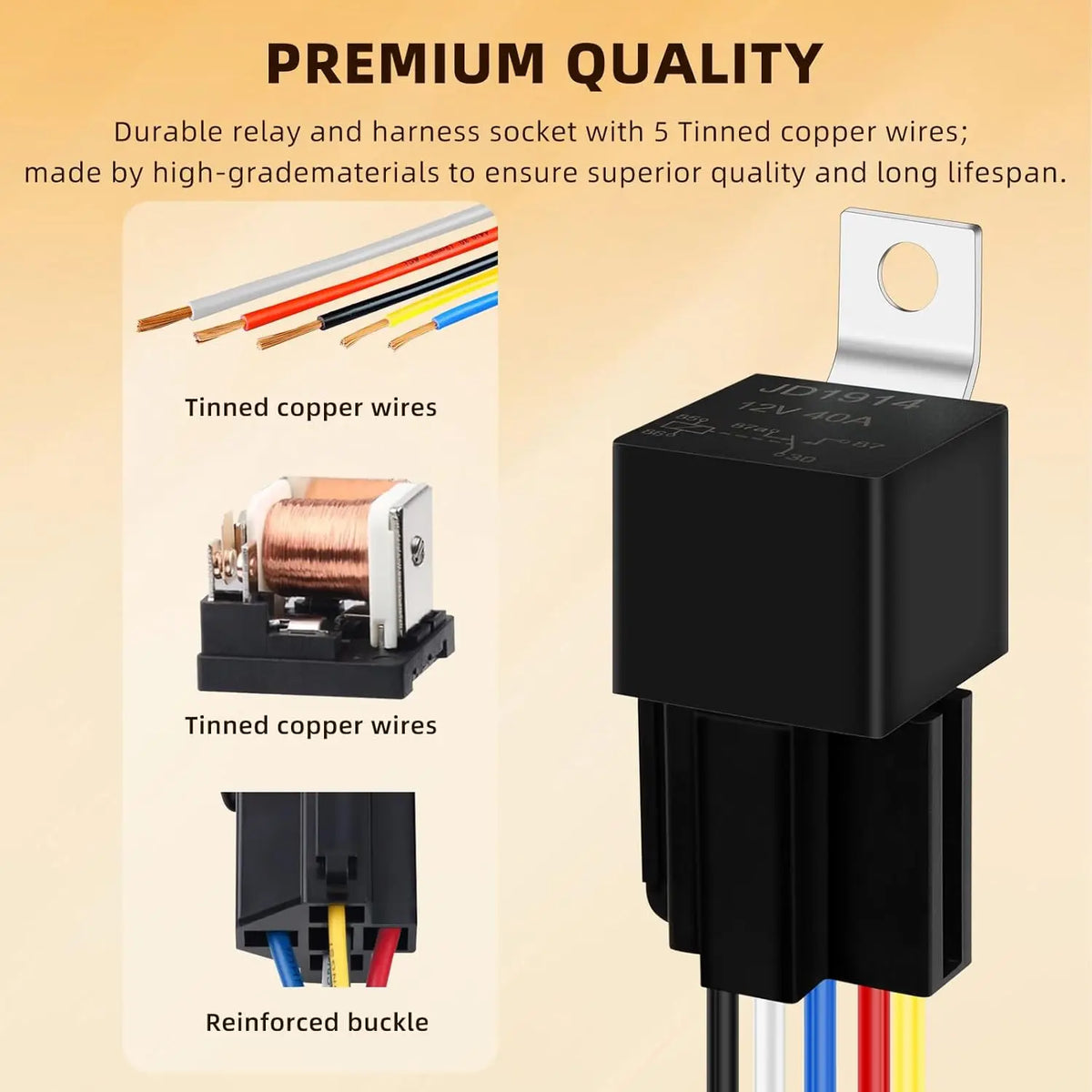 Relè a 5 pin da 12 V con cablaggio, 40 A