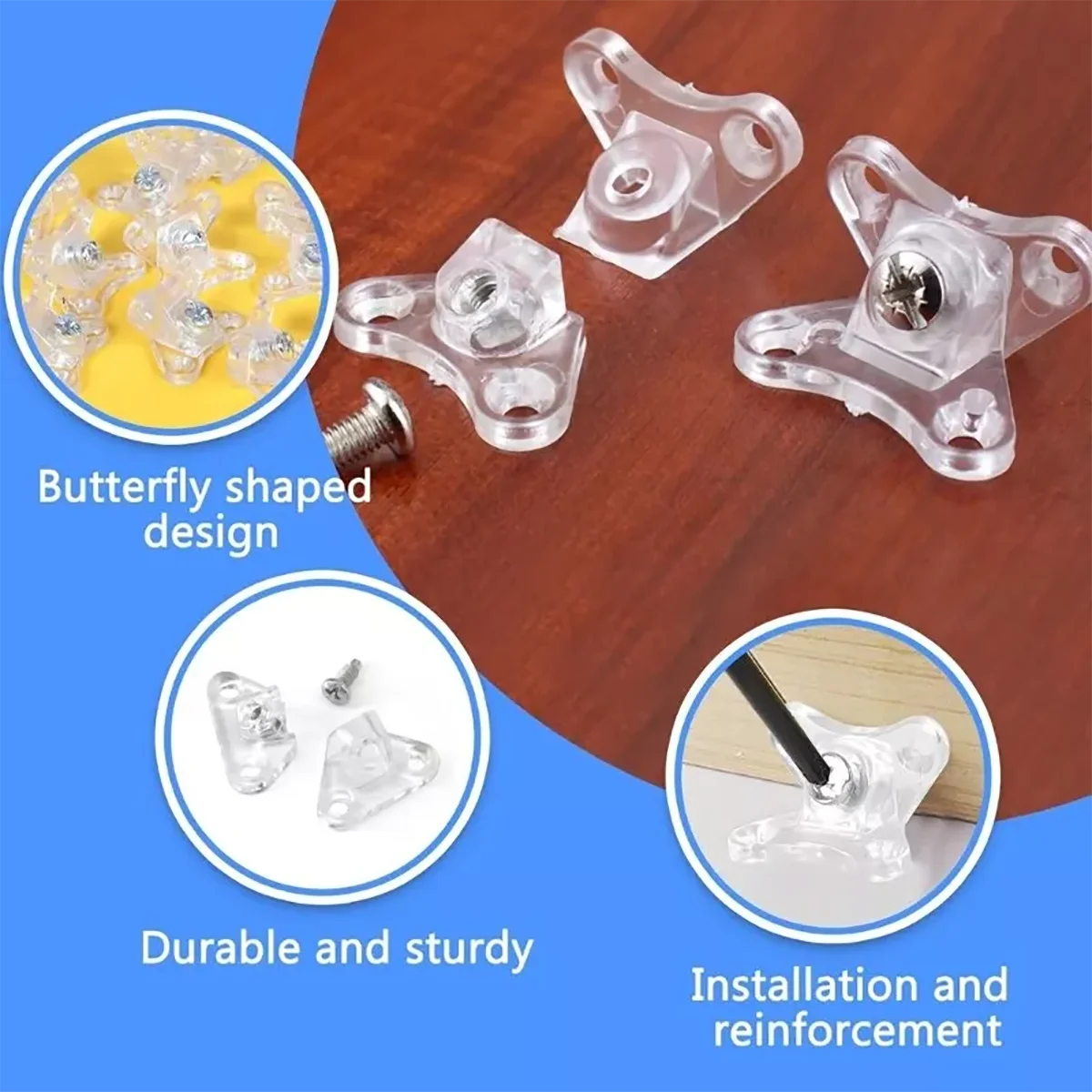 Clear Removable L-Shape Corner Brackets, 2.2 x 3.5 cm, 1-50 Pack