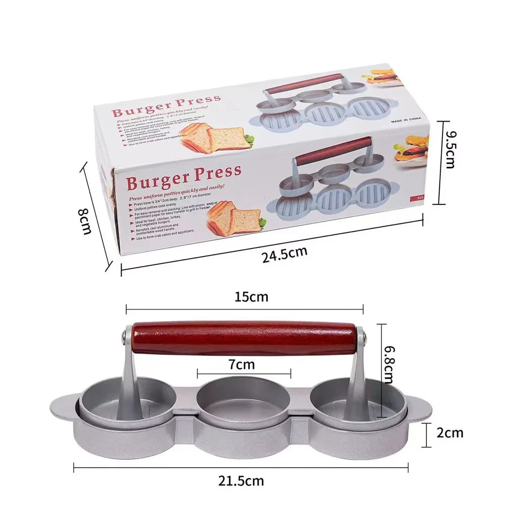 Burger Press Hamburger Meat Tool Patty Maker Aluminum Burger Maker for Kitchen BBQ Grill 