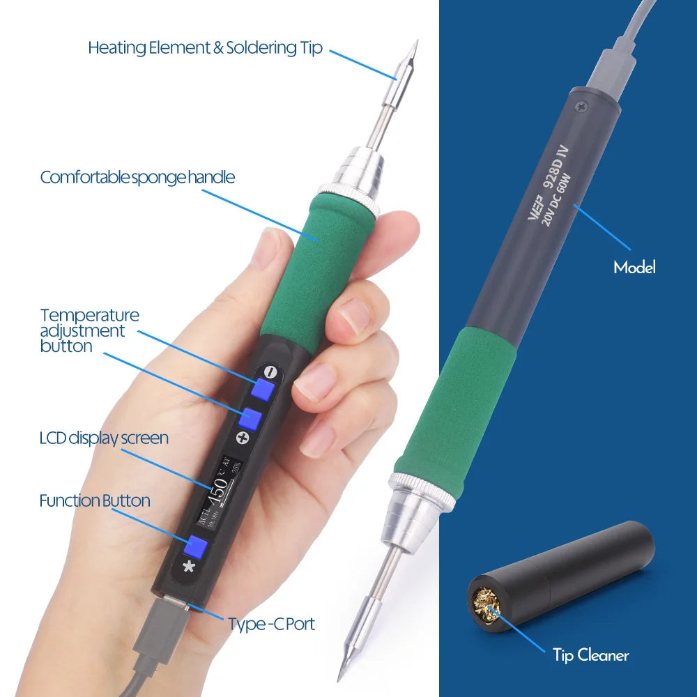 WEP 928D-IV kannettava juotosrauta sarja Type-C-virtalähteellä