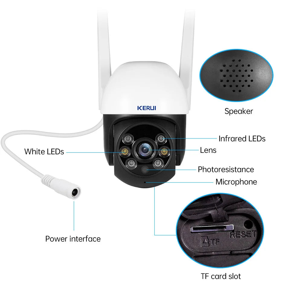 KERUI 5MP Outdoor WiFi Dome Security Camera with Auto Tracking