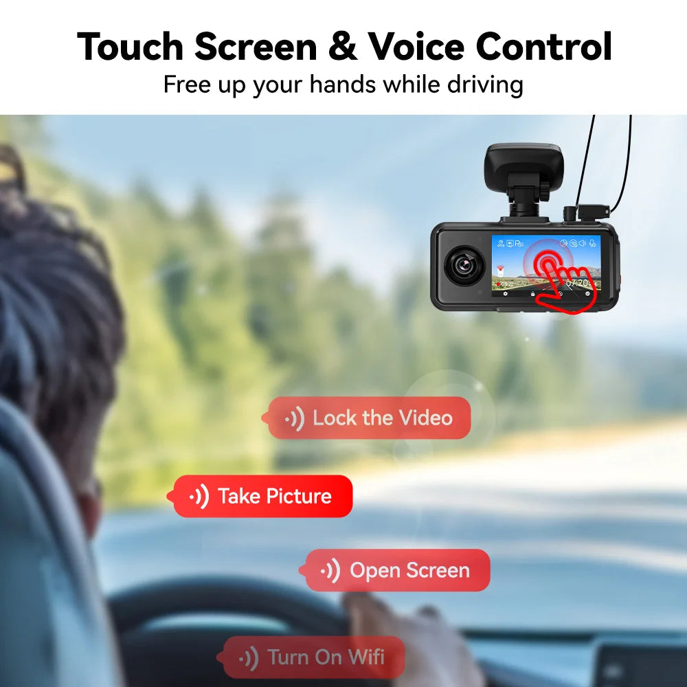 REDTIGER A6 4K 3-Channel Dash Cam with GPS and WiFi