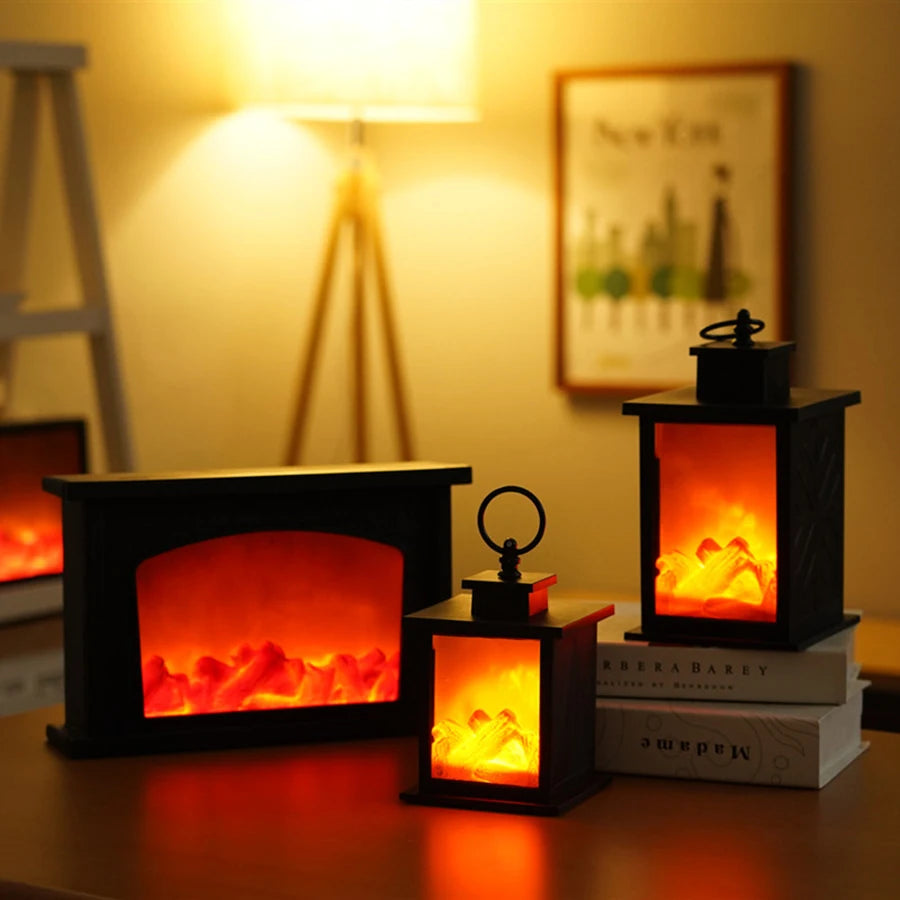 LED Flame Effect Night Light, Nordic Style Fireplace Decor