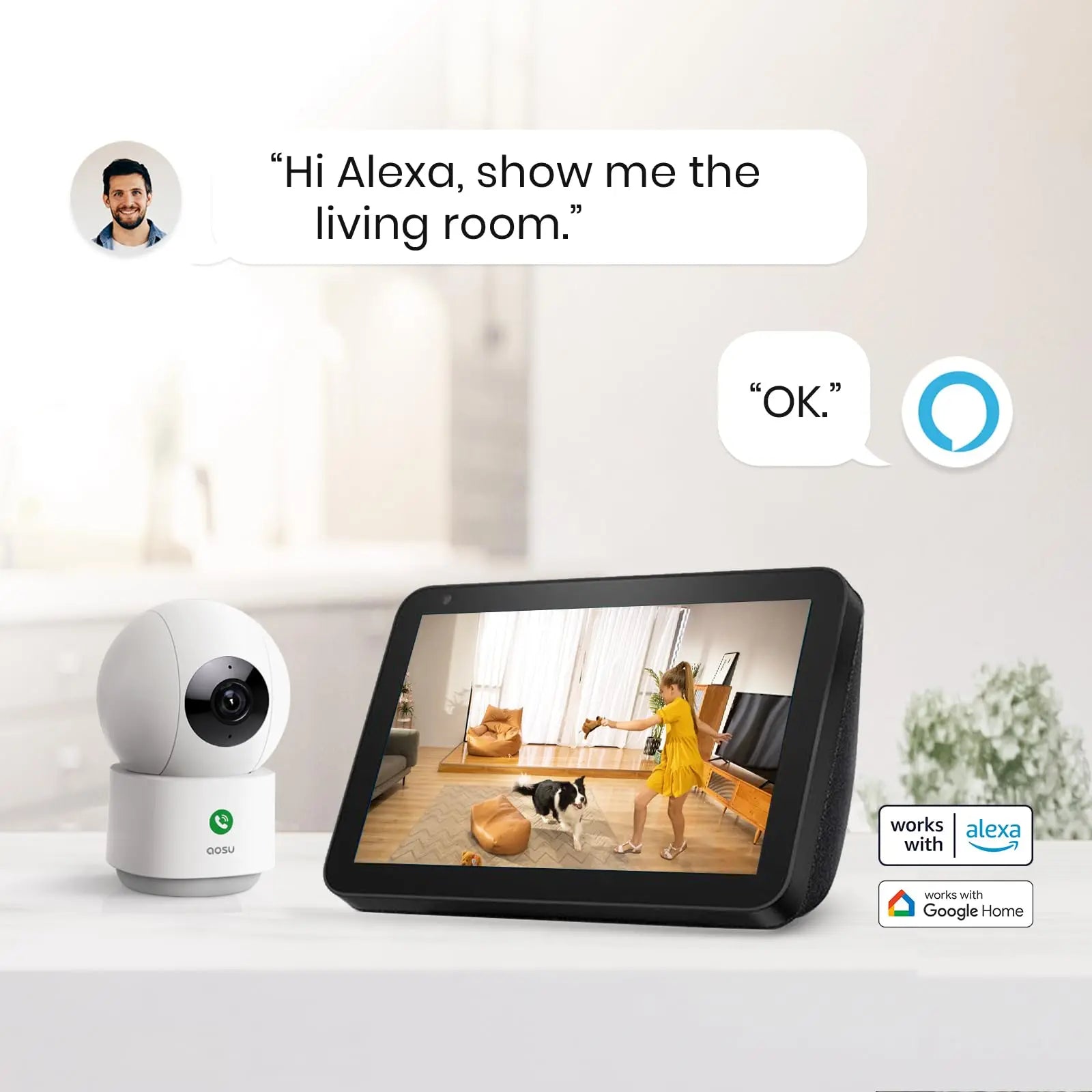AOSU 3MP Indoor Baby Monitor Camera with 2-Way Audio