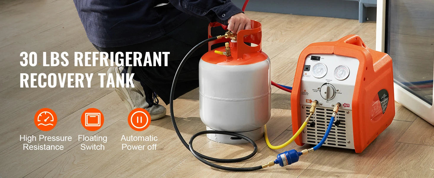 30 lb jäähdytysaineen talteenottosäiliö 400 PSI sylinteri Y-venttiilillä