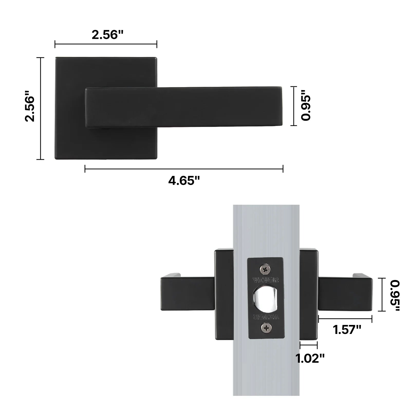 Universal Passage Door Handle – Reversible Matte Black Lever