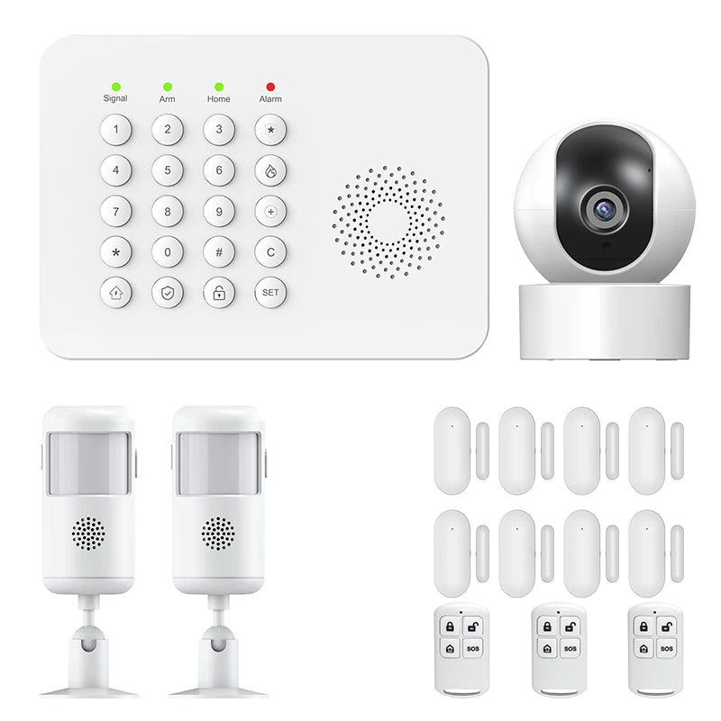 PGST 4G WiFi Home Burglar Anti Theft Security Alarm Complete Kit Works with Tuya Works with Smart Life Smart App Remote Control Wireless Sensor Combination Standby Power Backup Alarm System Apartment Villa Store Warehouse Eur