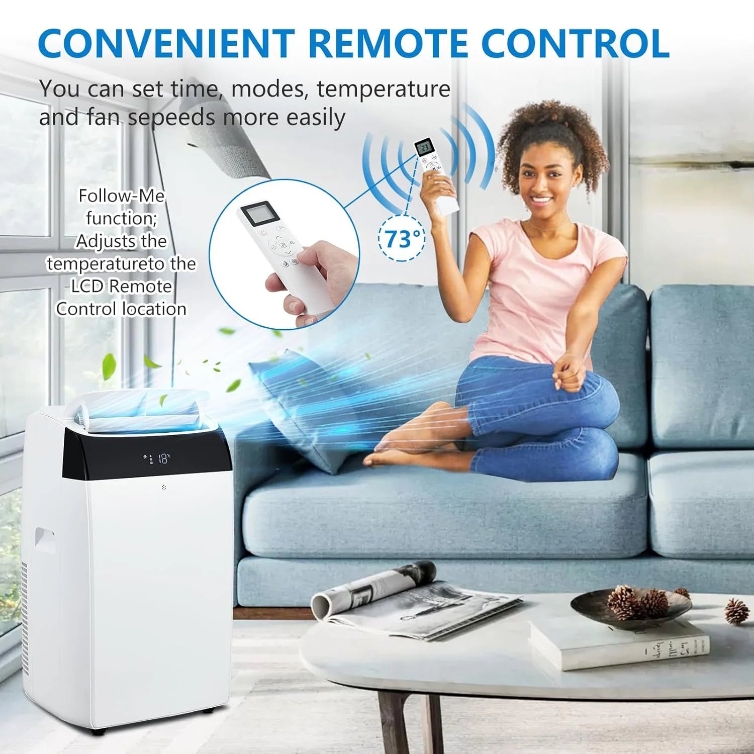 14000 BTU Portable Air Conditioner 3-in-1 with Remote Control and Sleep Mode