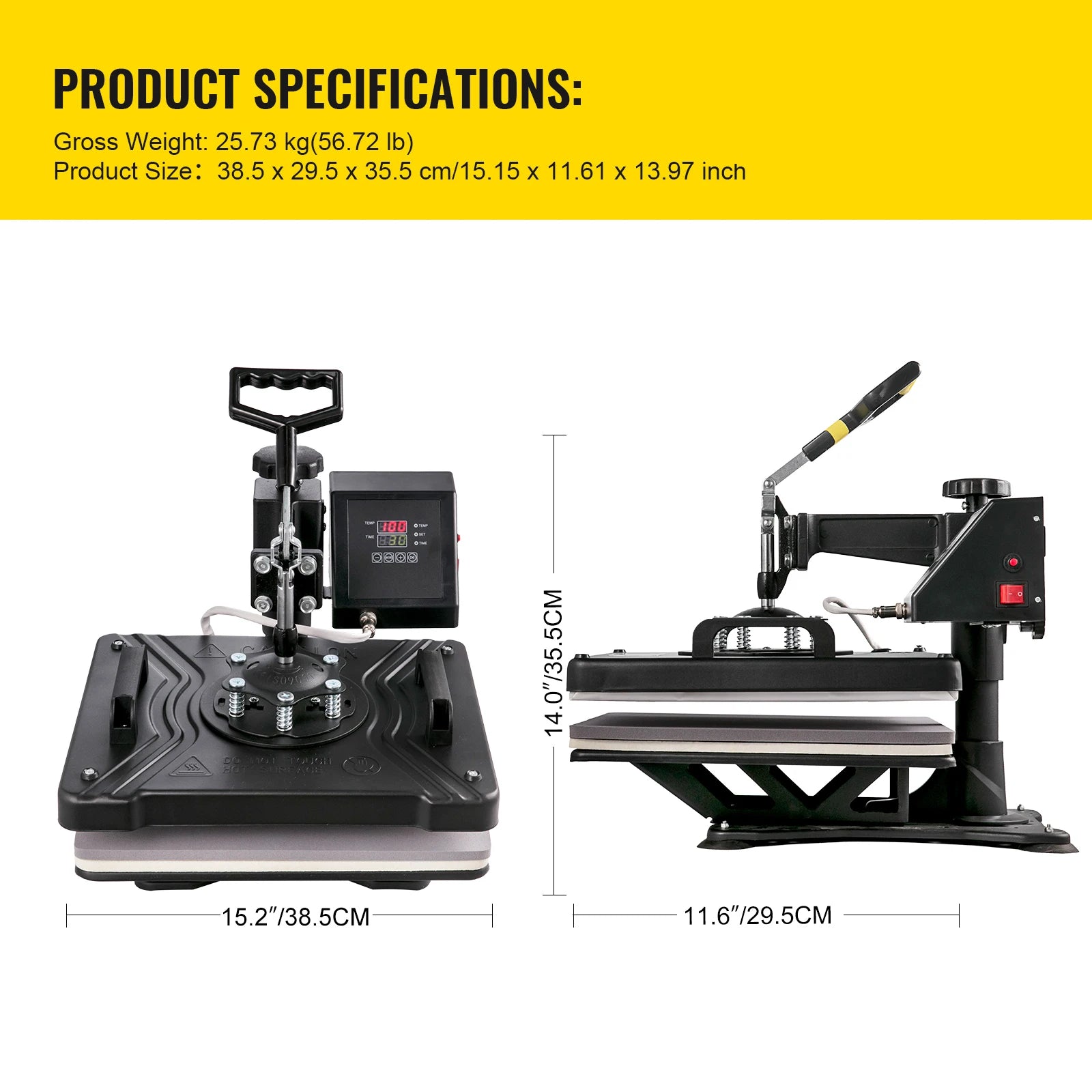 8-in-1 Heat Press Machine 12x15 & 15x15 Sublimation Kit