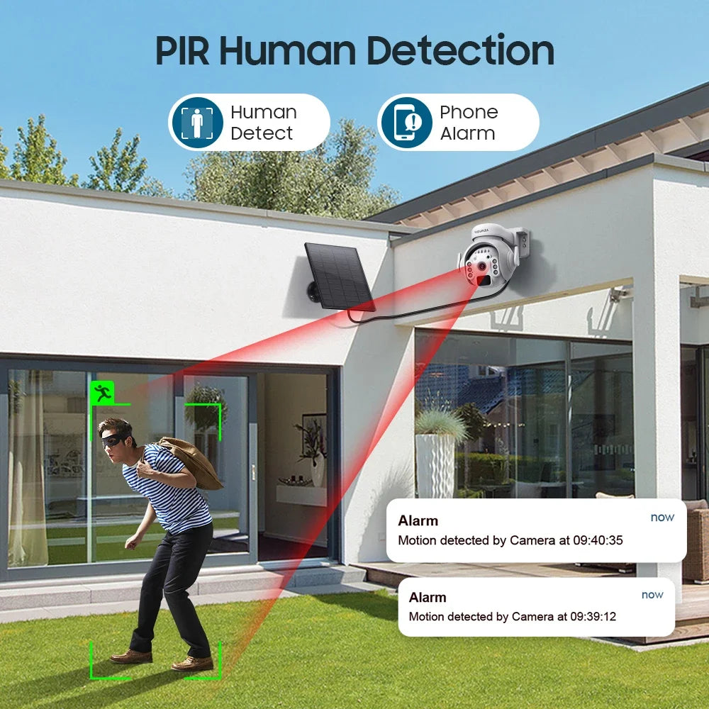 Solar Battery PTZ Camera - Wi-Fi or 4G Options