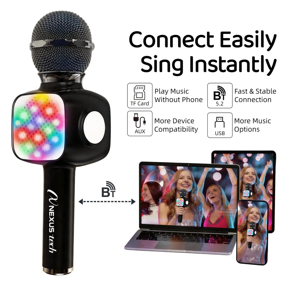 6-in-1 Karaoke Microphone with Bluetooth Speaker