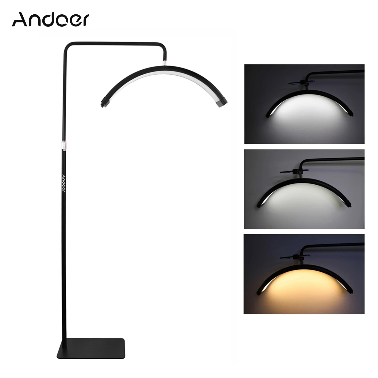 Andoer HD-M6X 36W Floor LED Video Light Half-moon Shaped Fill Light  3200K-5600K Dimmable with 180cm/ 70.9in Metal Light Stand 