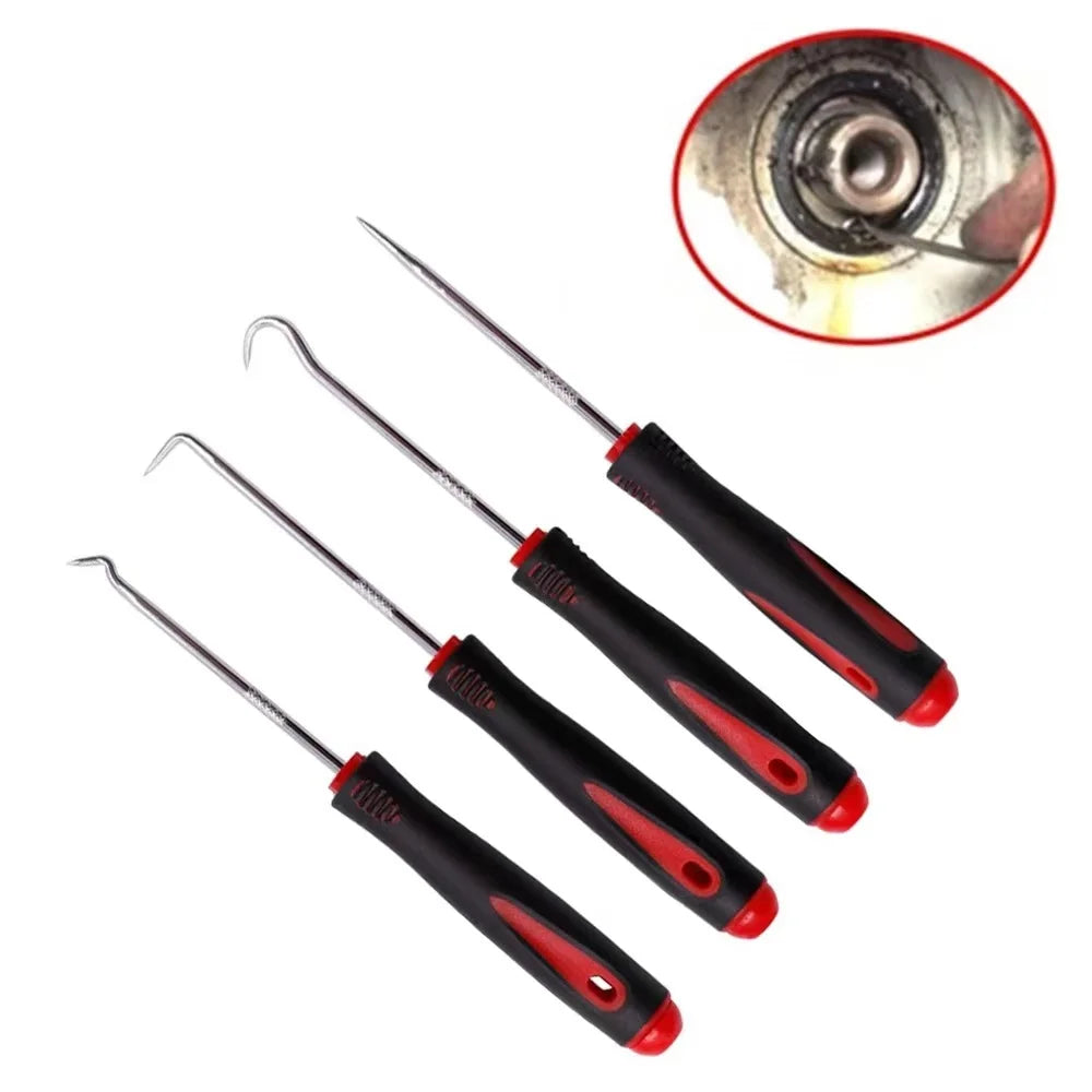 Ensemble de tournevis d’huile automobile avec joint torique O-Ring Joint d’étanchéité Garniture Tire-Pull Prise crochets outils Étanchéité Outils de réparation 16 cm 4 pcs