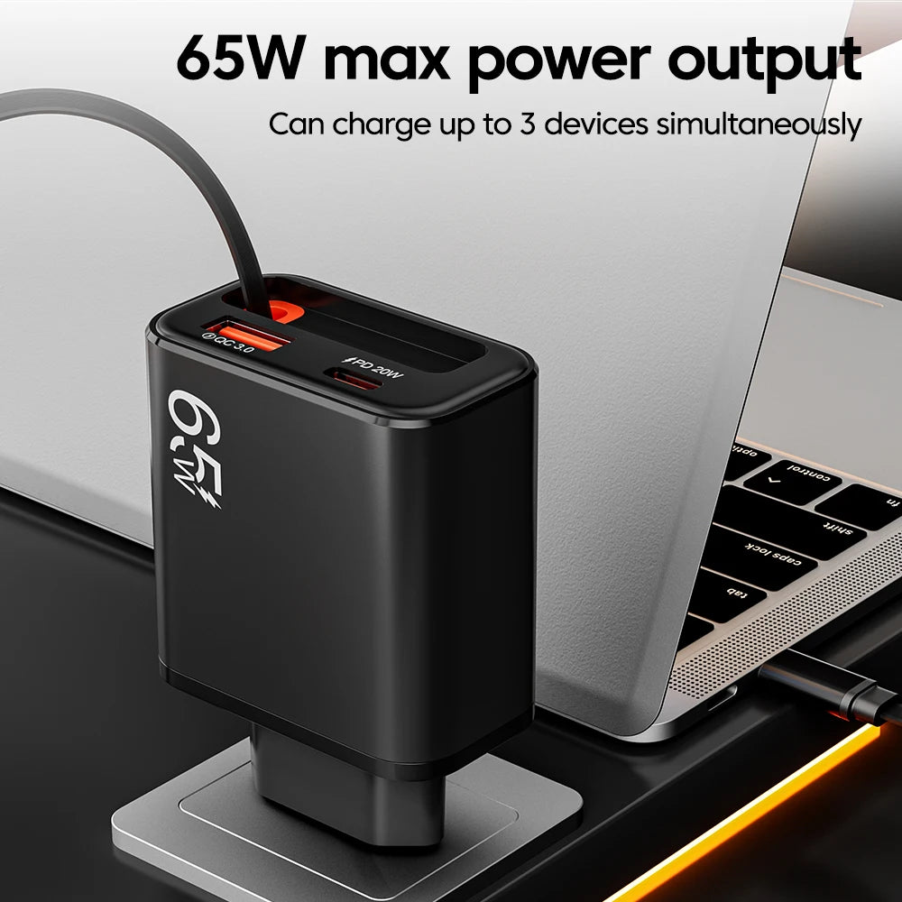 Wandladegerät mit ausziehbarem USB-C-Kabel