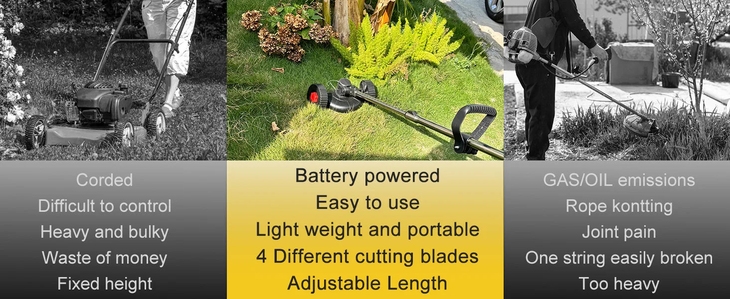 Conentool 24V Cordless Strimmer with Dual Batteries and Blade Set