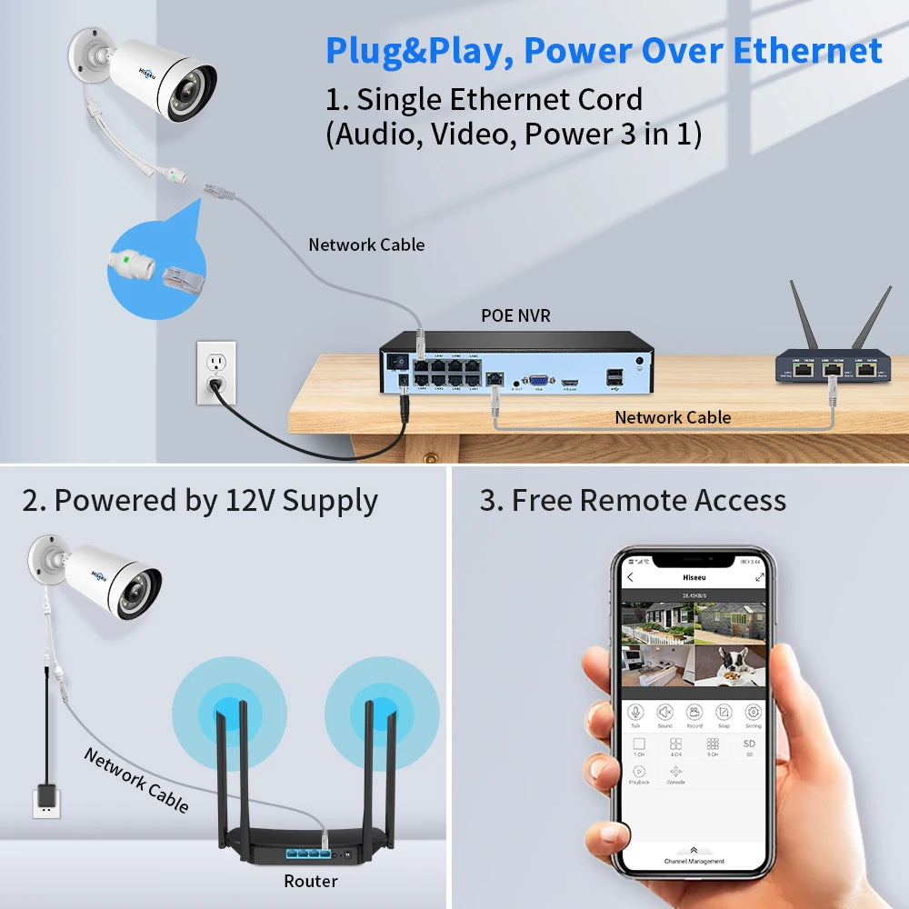 4K PoE IP Security Camera with Audio and Night Vision