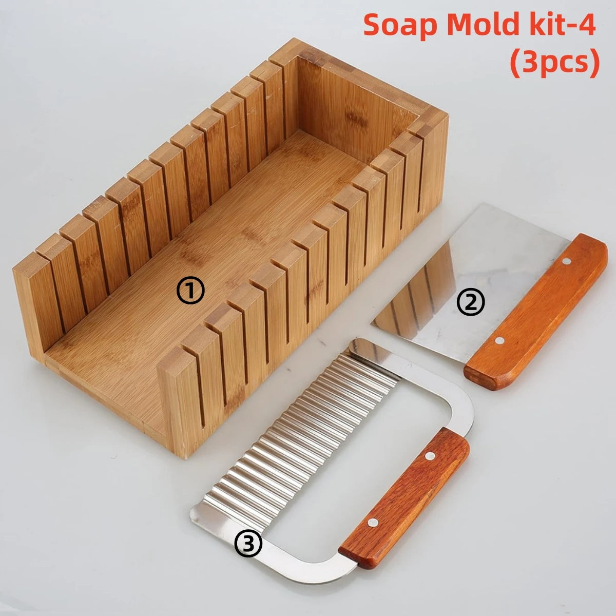 Kit de Fabrico de Sabão Artesanal DIY Corte de Bamboo e Caixa Interior com Molde de Silicone Fio de Aço Inoxidável Cortador Reto e Cortador Ondulado