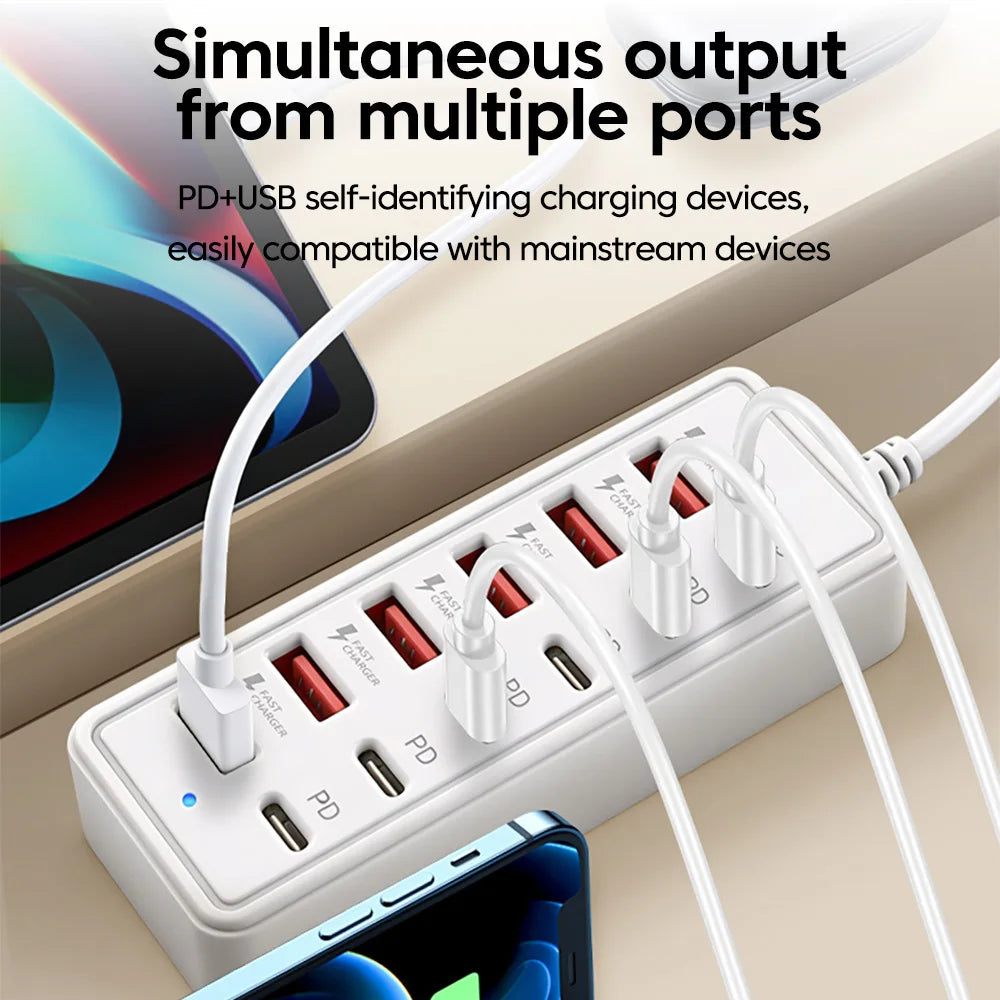 Chargeur de bureau à douze ports USB-A et USB-C