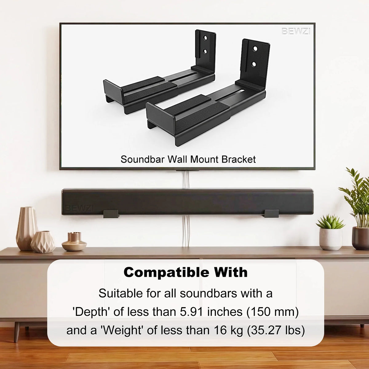 Adjustable Steel Soundbar Wall Brackets