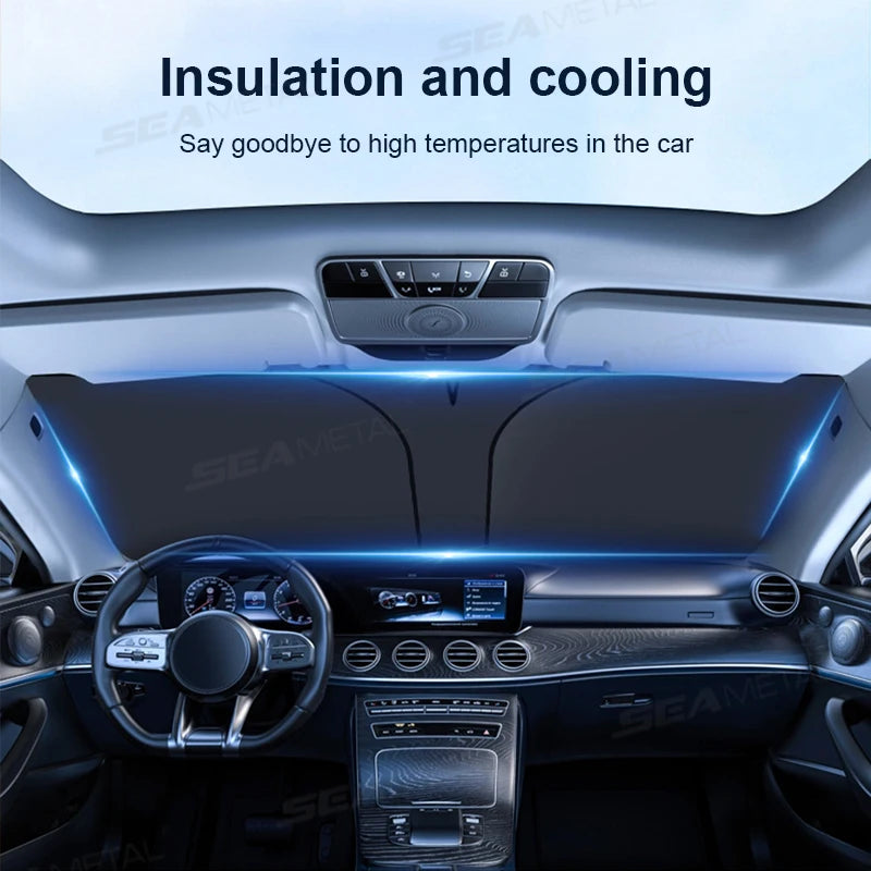 SEAMETAL Car Windshield Sun Shade Front Window Sunshade Windshield Sun Protection Cover UVR-Blocker Cooling Heat Shield Curtains