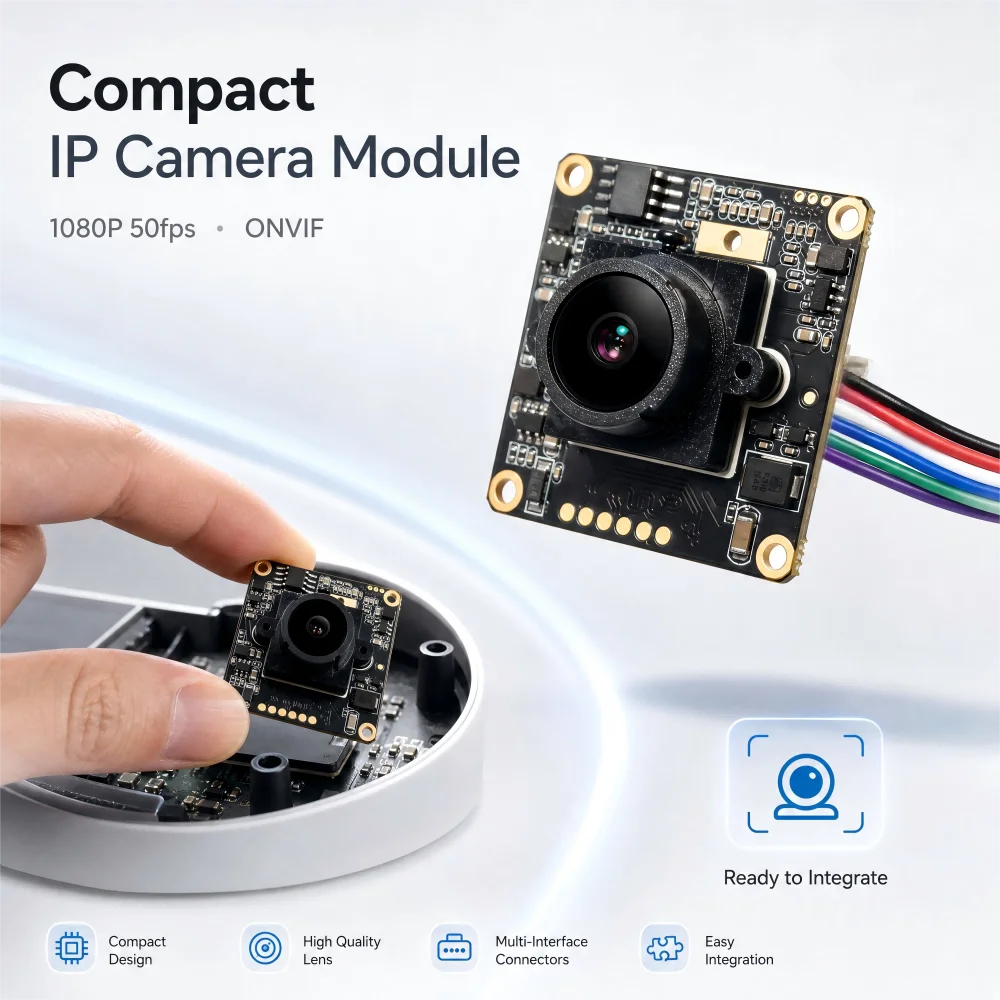 2MP Mini IP Camera Board 1080P 50fps Black Light Illumination