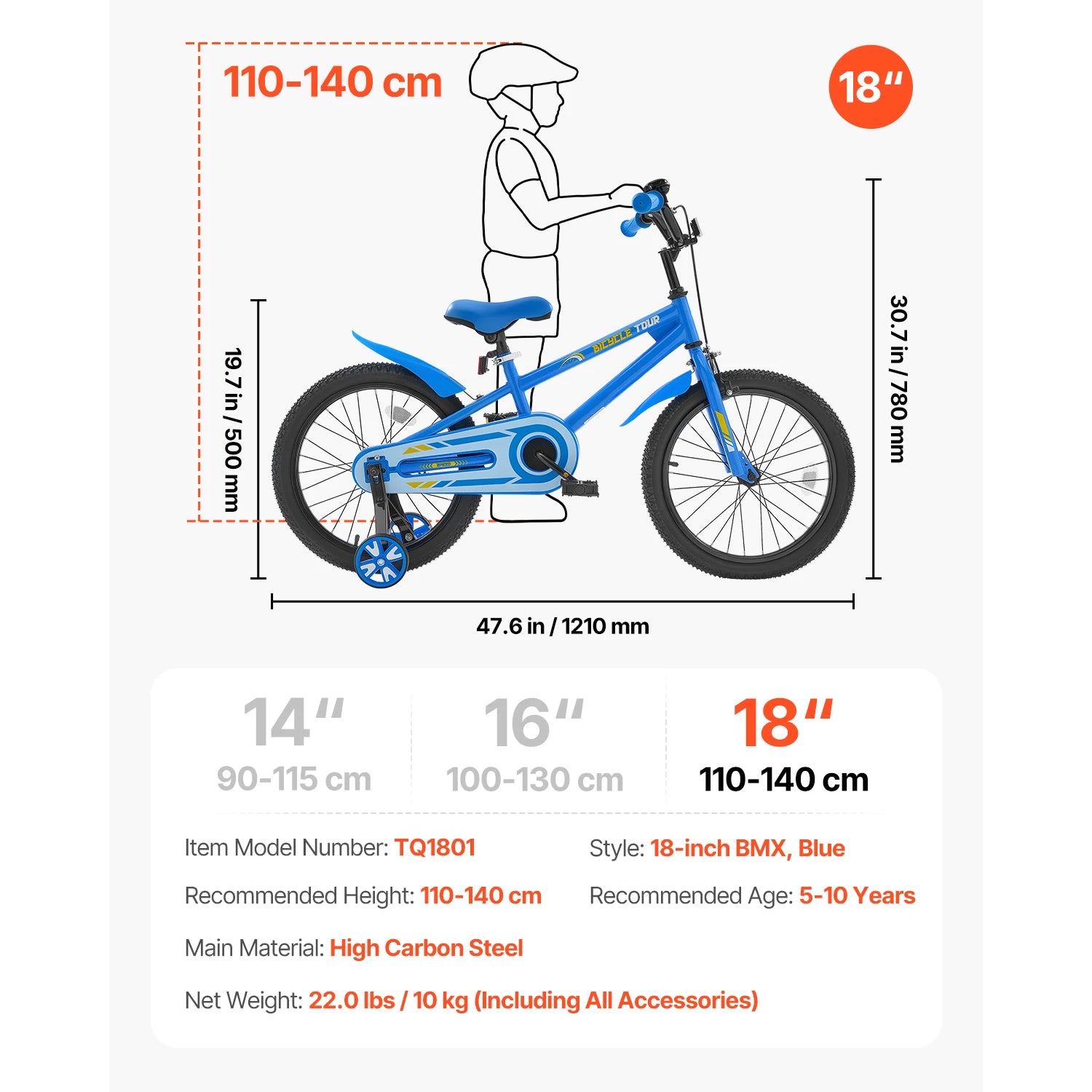 SucceBuy biciclă pentru copii 14/16/18 in, stil BMX, bicicletă pentru copii cu antrenor, bicicletă pentru copii mici, pentru băieți și fete, învățare să pedalare, antrenor de echilibru incluse