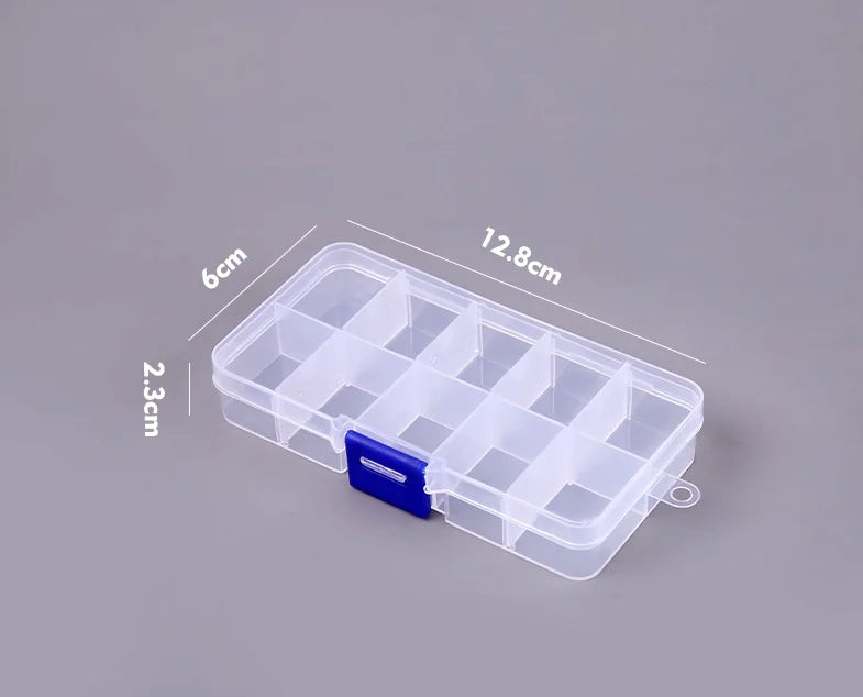 Boîte à outils à grille réglable de 10 compartiments, rangement pour pièces électroniques, vis et outils multifonctions, boîtier en plastique transparent