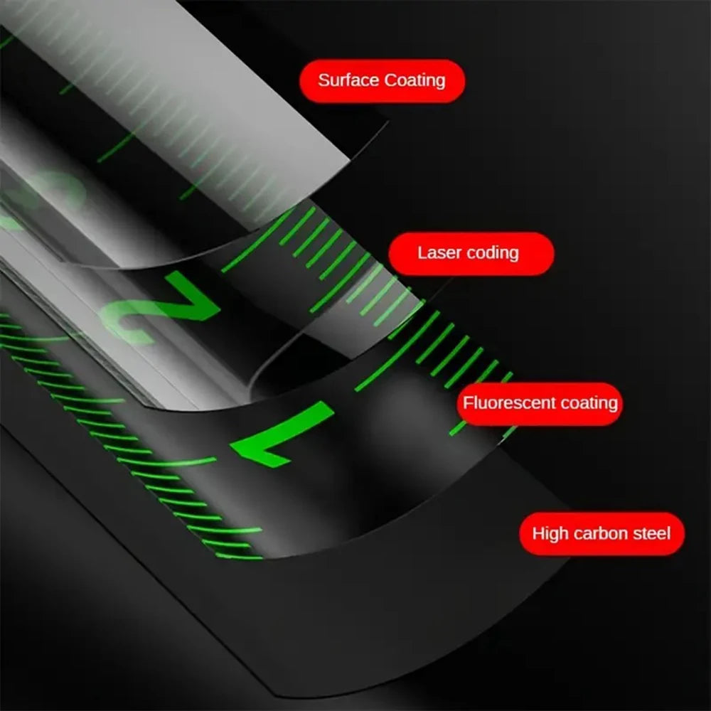 Self-Locking Fluorescent Tape Measure - Length Options