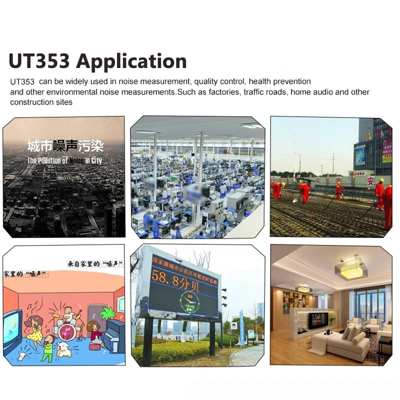 Sonomètre UNI-T UT353 UT353BT, niveau sonore de 30 à 130 dB, décibelmètre, détecteur de son numérique