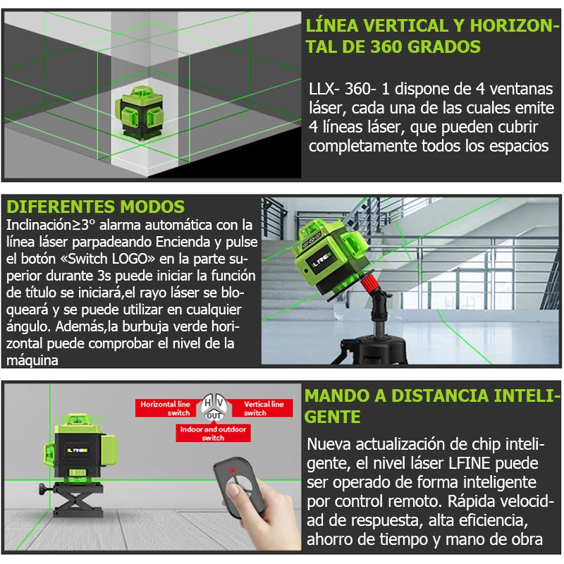 16-Line Green Laser Level with 360° Auto-Leveling